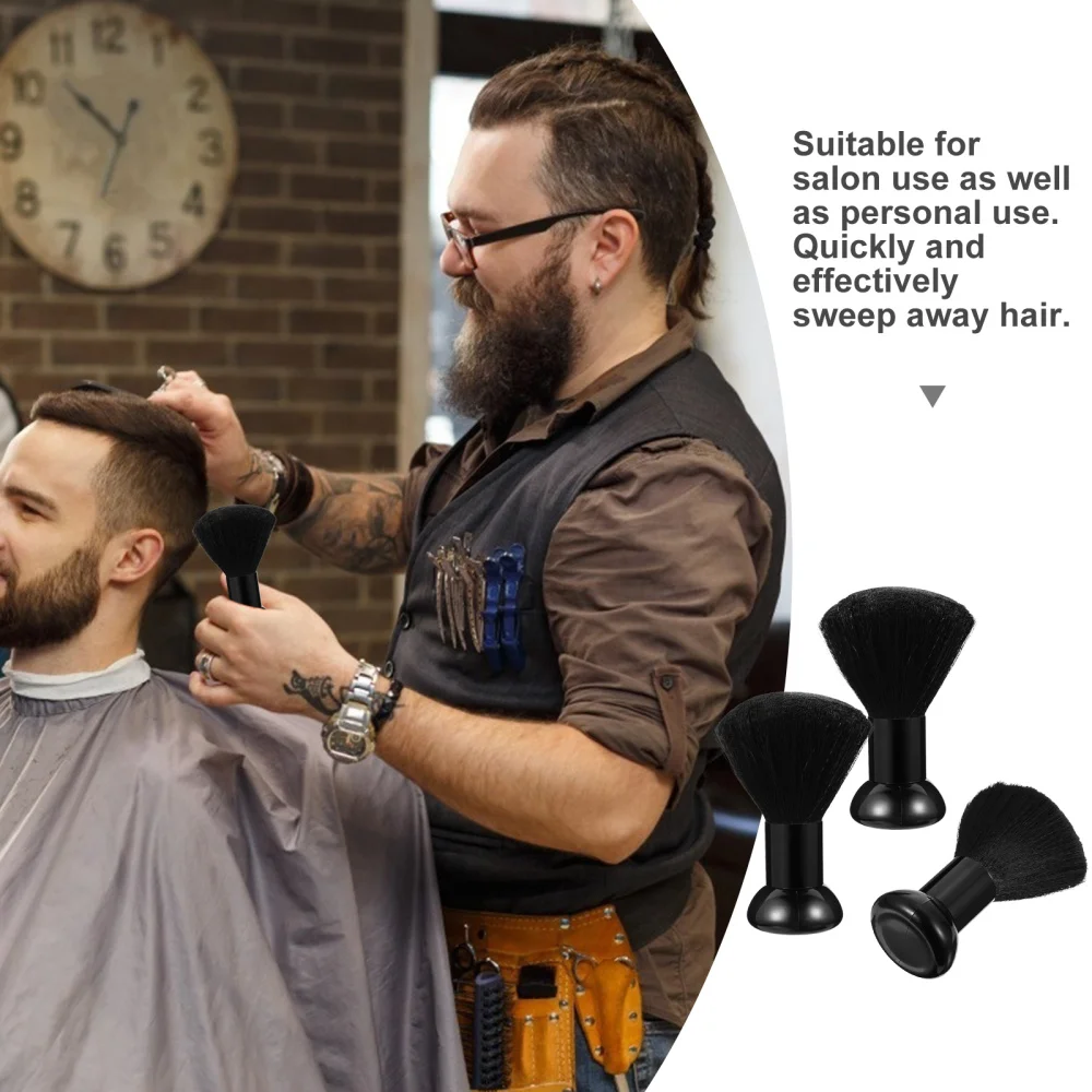 

3pcs Black Neck Duster Brush Hair Cutting Salon Hair Neck Cleaning Brushes