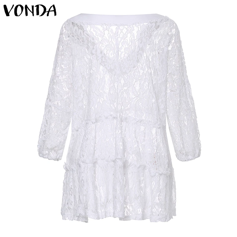 Женское богемное кружевное платье VONDA сексуальное повседневное летнее с