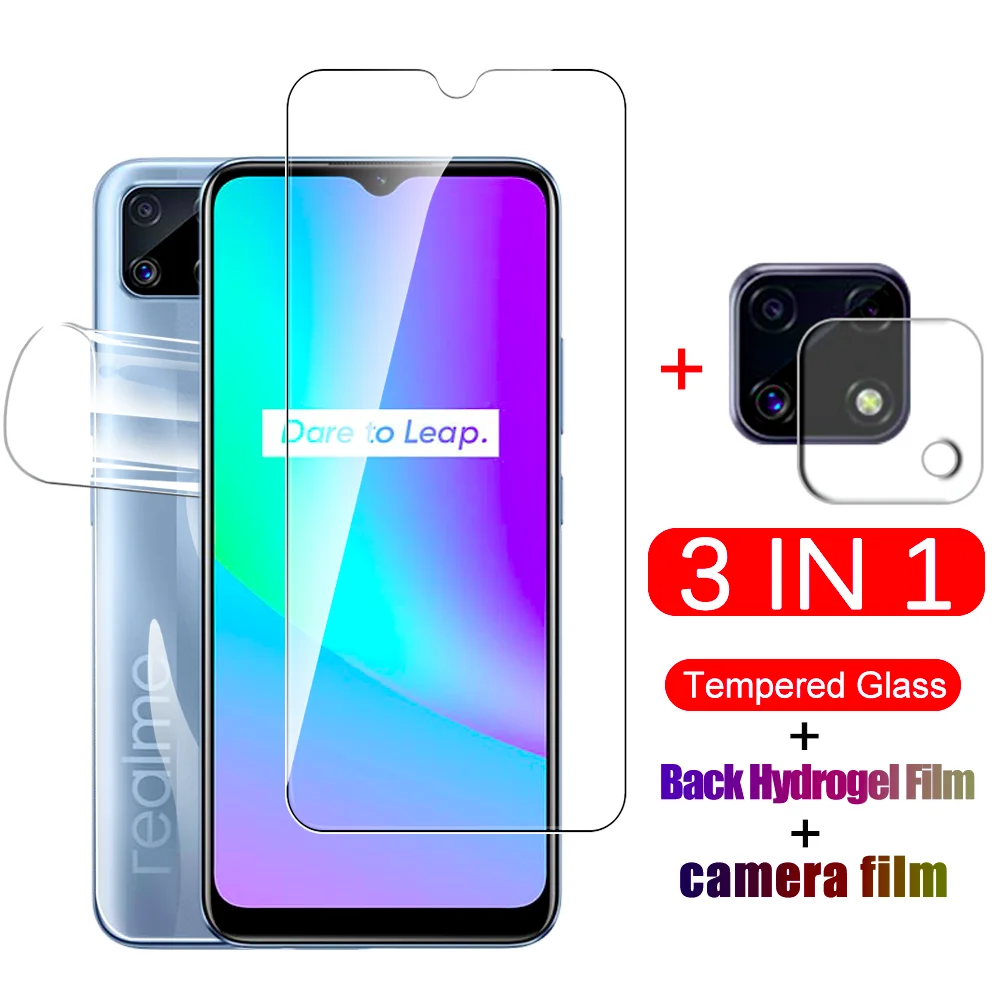 

Защитная пленка для экрана 3 в 1 для Oppo Realme, Narzo 30A, C25, закаленное стекло для Realme 8, V13, Narzo 30, фотопленка для задней панели, Гидрогелевая пленка