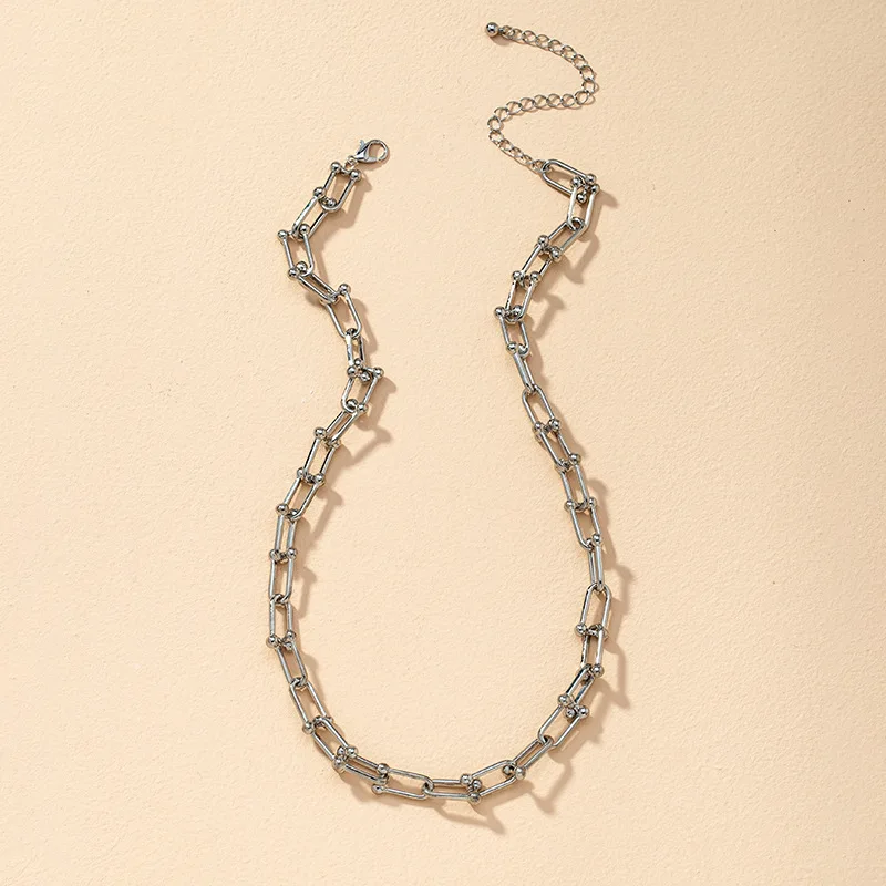 KSRA винтажное ожерелье цепь золотого цвета латунные U образные толстые