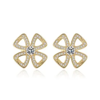 

Light luxury Korean style earrings female lucky four-leaf clover earrings micro-inlaid windmill earrings hollow earrings HN3