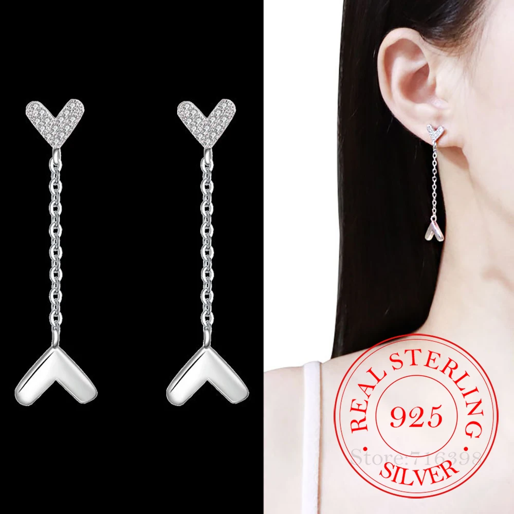 

Crystal Heart Long Drop Earrings For Women Wedding Birthday Gift Lady Fashion Jewelry Brincos Dropshipping eh371