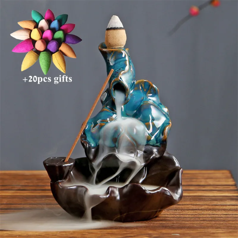 Ручная работа керамический Лотос Monk Backflow курильница для благовоний держатель