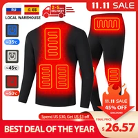 winter thermal heated jacket men vest heated underwear mens ski suit usb electric heating clothing fleece thermal long johns