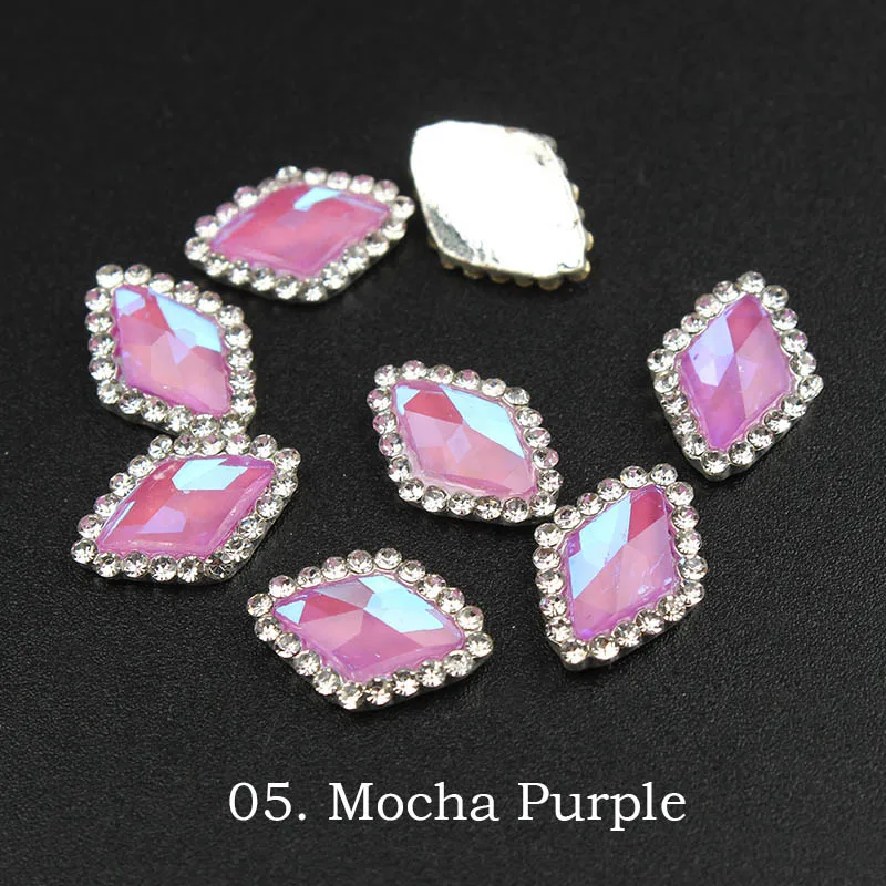 5.Mocha Purple 10 шт. стиль мокко Кристалл Блеск, 3D металлический сплав для маникюра искусство украшения/амулеты/шпильки, ногти 3d ювелирные изделия - Цвет: 5.Mocha Purple