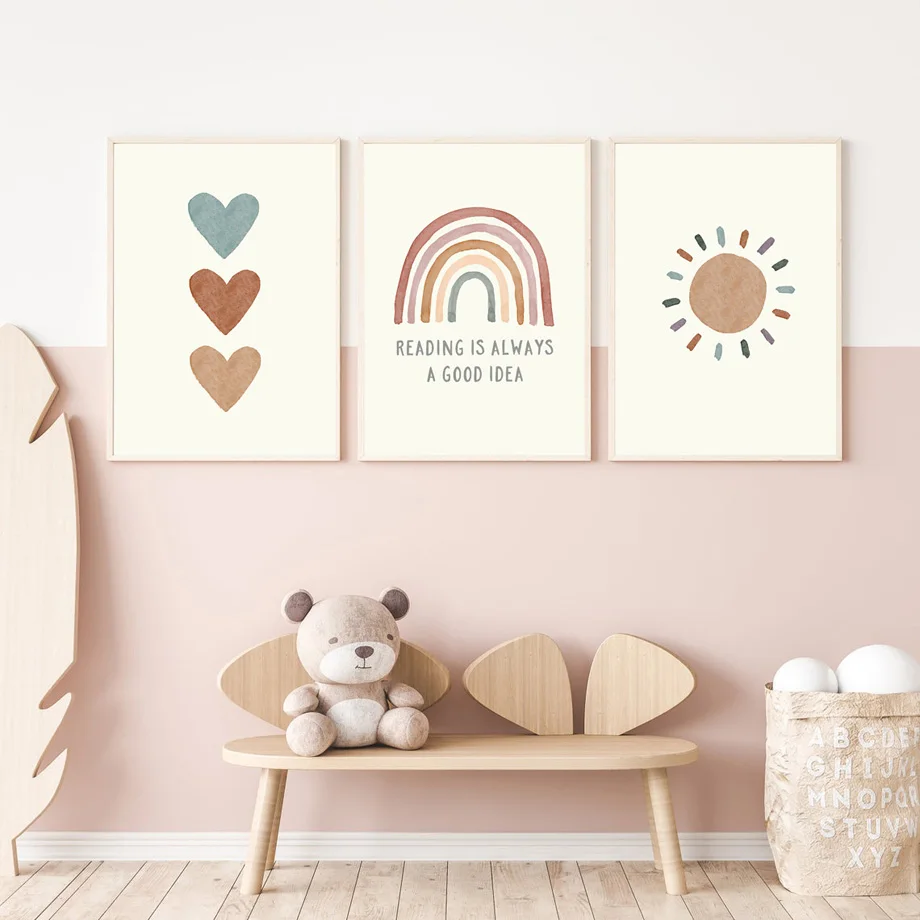 

Cartoon Rainbow Quote Letter Nursery Wall Art Canvas Painting Posters And Prints Kids Living Room Decoration Nordic Style Decor