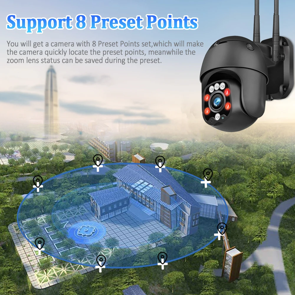 5 Мп Wifi PTZ камера наружная 5X оптический зум 1080P ip-камера видеонаблюдения H.265 P2P ONVIF