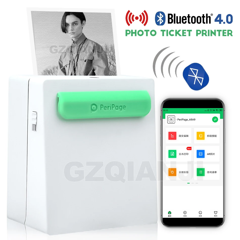 Портативный Bluetooth принтер 203 точек/дюйм A8 мини для фотографий портативный