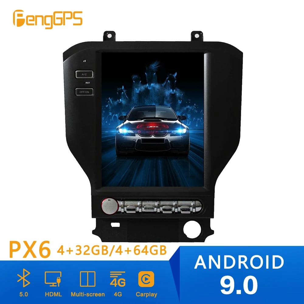 Автомагнитола в стиле Tesla Android 9 0 вертикальный экран для Ford Mustang GT 2015 2018 GPS