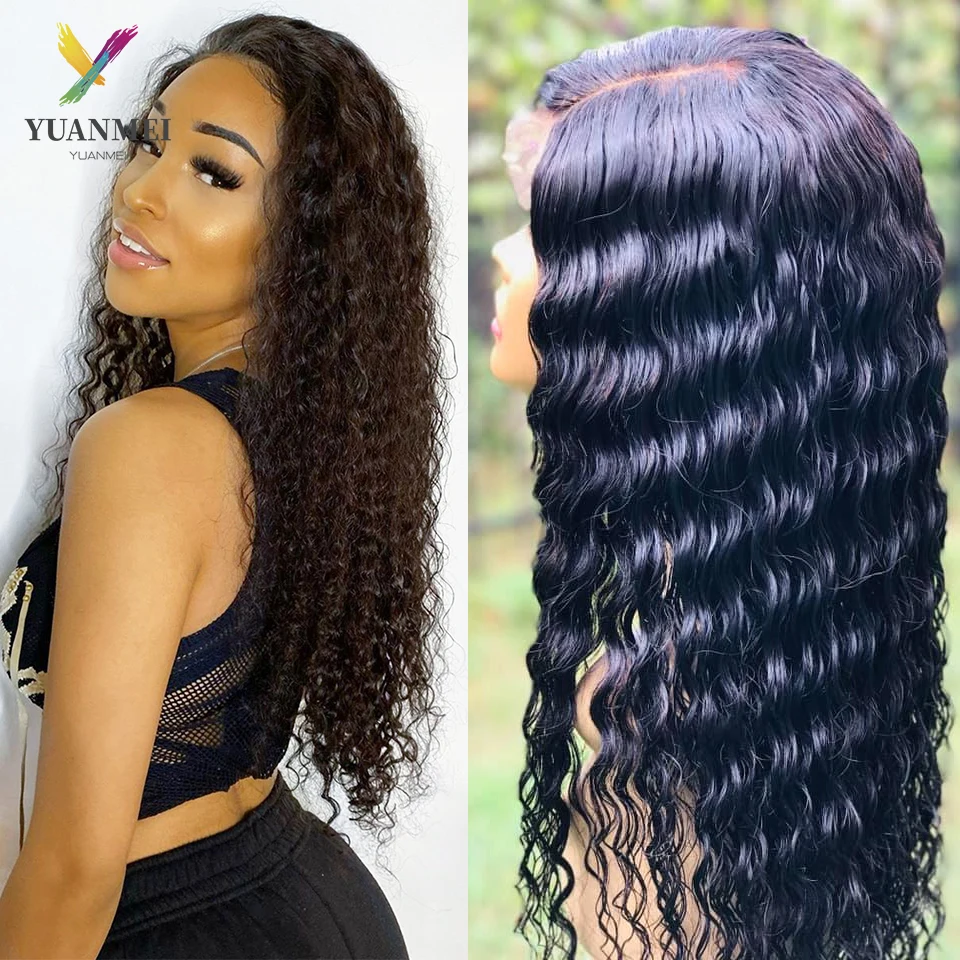

8-32Inches Deep Wave Human Hair Wigs For Black Women Wavy And Wet Lace Front Wigs 4X4 Transparent Lace Closure Wig Density 150%