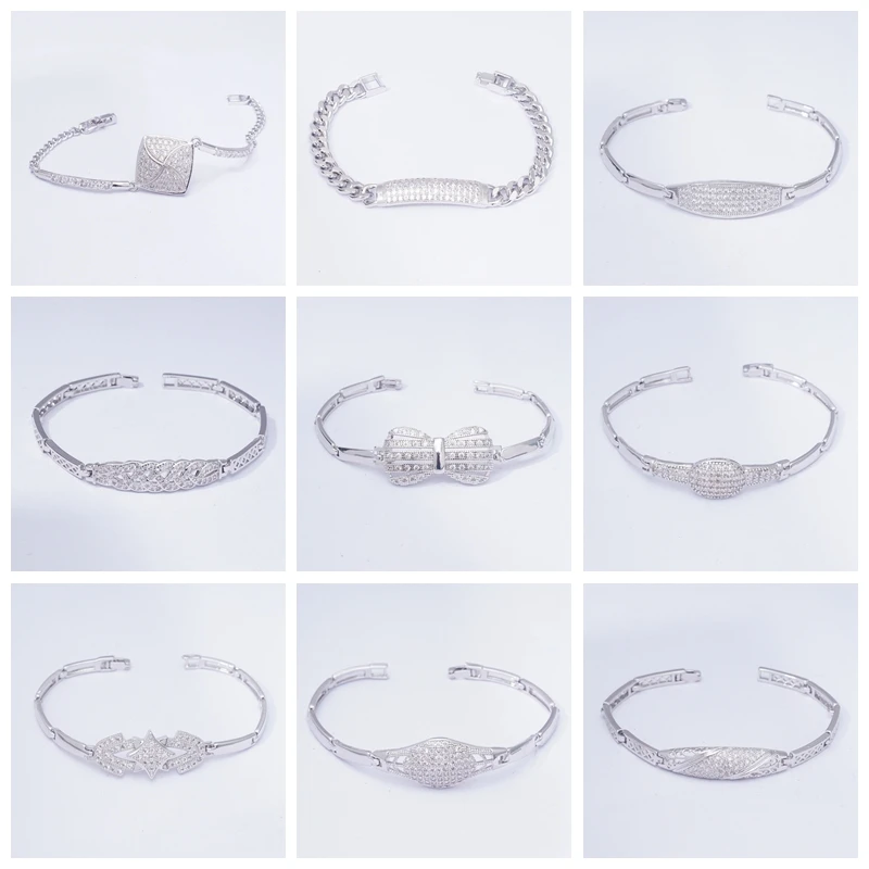 Свадебные браслеты цепочки белого золота для женщин и мужчин маленькие