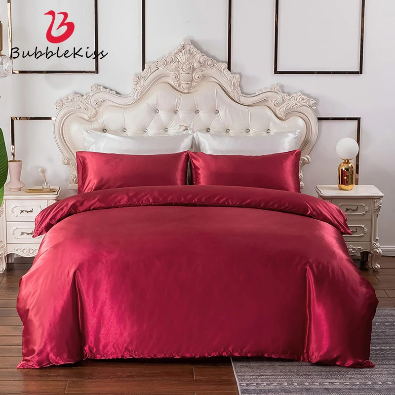 

Комплект детской постельного белья Bubble Kiss, 3 предмета, однотонный глянцевый пододеяльник, наволочка, двуспальный комплект постельного бель...