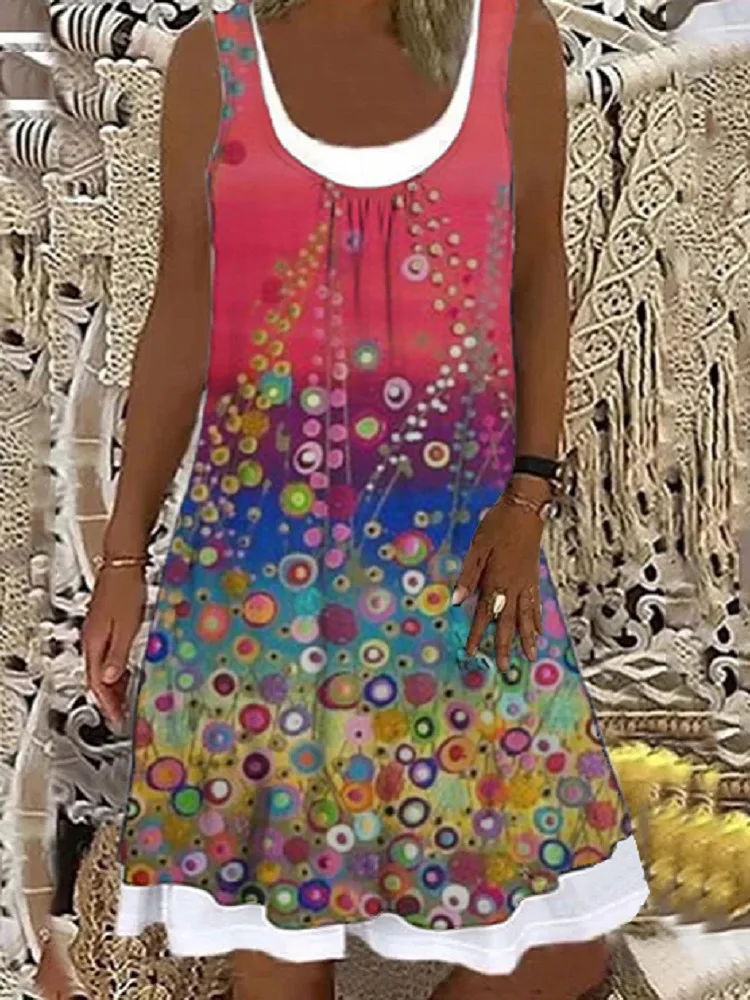 

2021 European and American women's loose fashion digital printing casual dress
