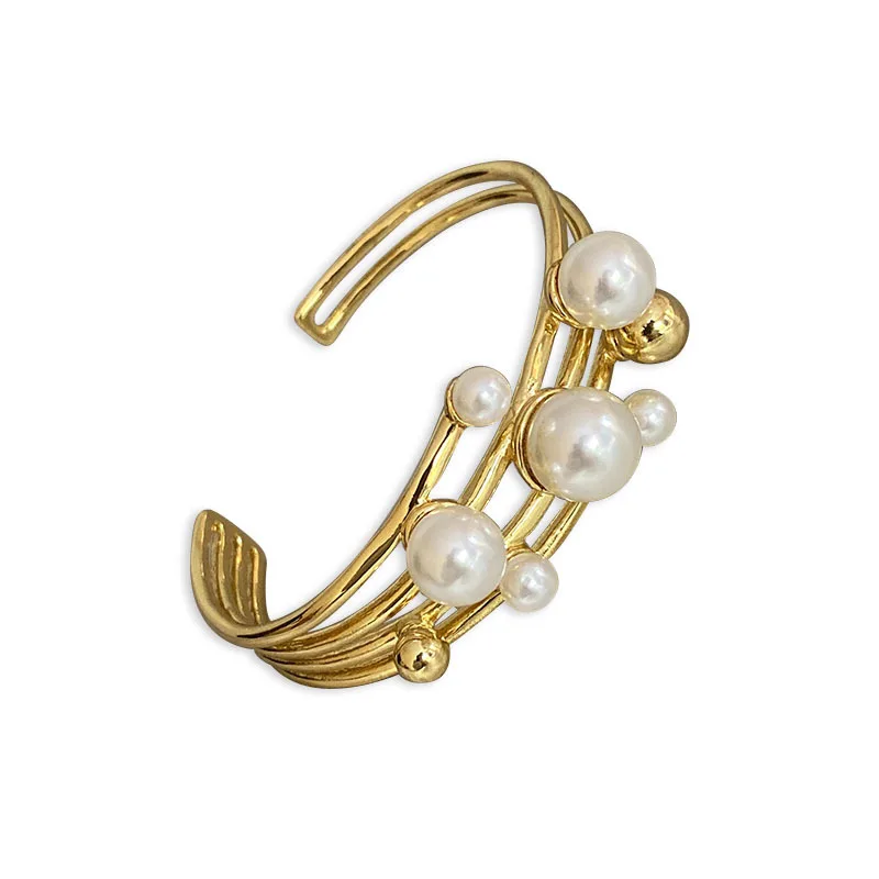 

RLX234 Foreign trade jewelry European and American style pearl inlaid bracelet opening adjustable bracelet female fashion