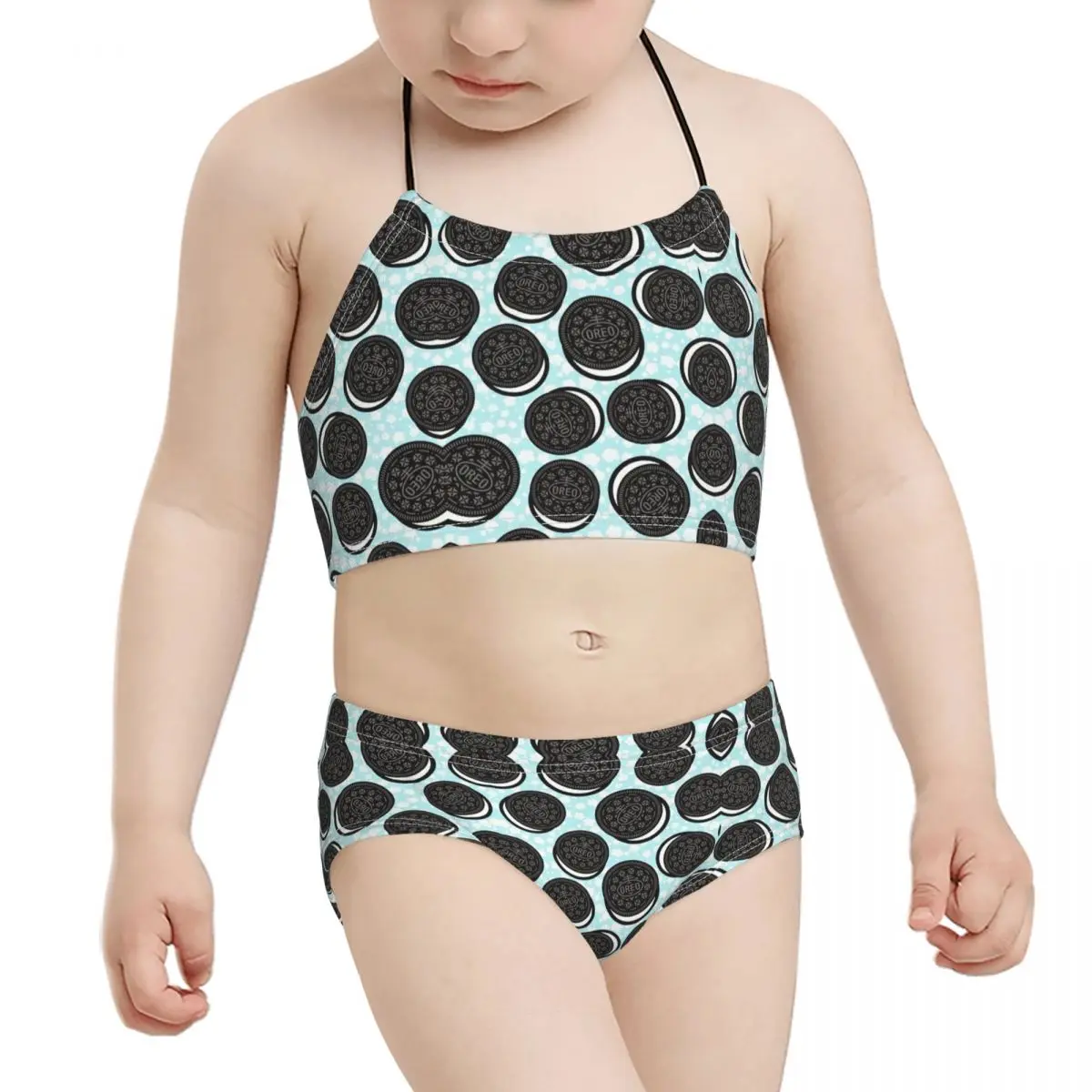 

2021 anime boho Kids Girls Beach Wear Children Print Cute Cookie Anime Pattern Biquini Wholesale Brand Baby Girl Swimming Suit