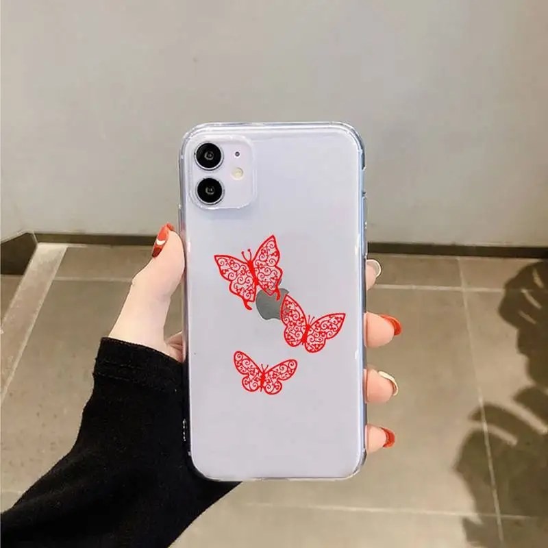 

Lovebay Butterfly Glitter Phone Case Transparent for iPhone 6 7 8 11 12 s mini pro X XS XR MAX Plus