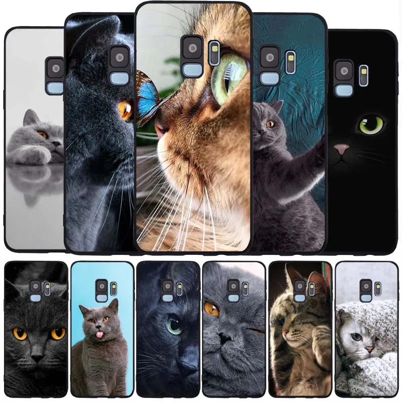 Британский короткий Кот Топ Мяу черный мягкий чехол для телефона Samsung S20 S10 S9 S8 S7 edge