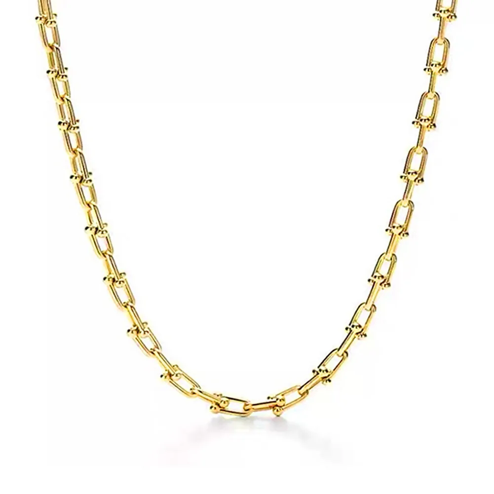 MinaMaMa 20CM/30CM/40CM/50CM Stainless Steel Chunky U Link Chain Necklaces for Women OT Buckle Toggle Choker New Hip Hop Jewelry - купить по