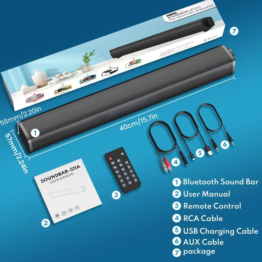 Саундбар для ПК проводные и беспроводные Bluetooth колонки компьютера 20 Вт с