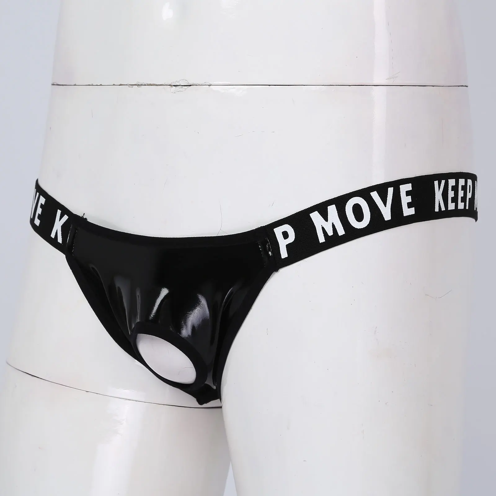 Мужские трусы джоки из лакированной кожи Черные Экзотические танга Тонги бандаж