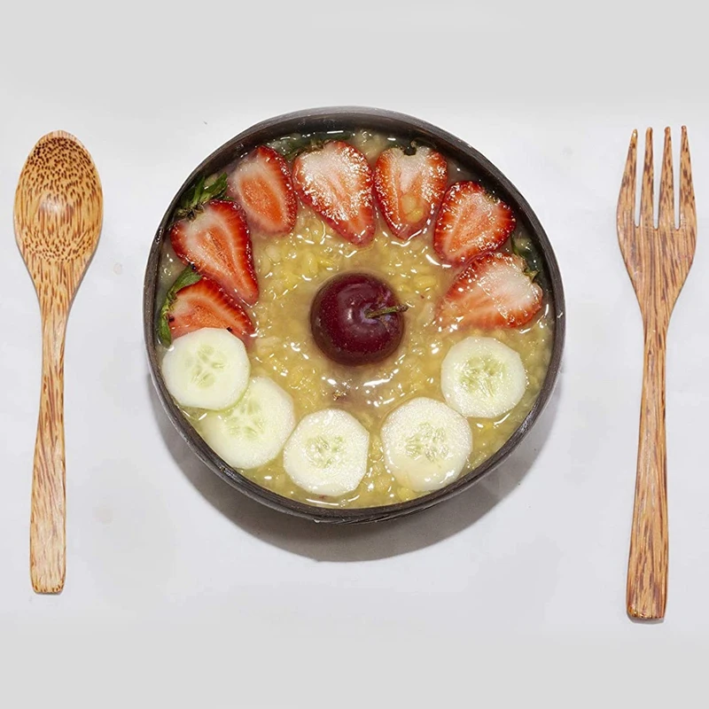 Деревянные ложки вилки древесины из волокон кокосовой пальмы для оболочки чаша