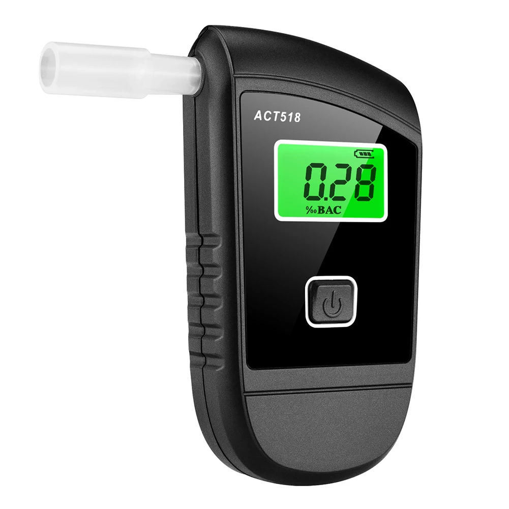 

LCD Dispaly Digital Breathalyzer Backlight Professional Alcohol Tester With 5 Mouthpieces High Accuracy Police Portable Car