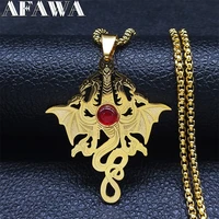 three headed dragon stainless steel long necklaces chain womenmen gold color necklaces pendants jewelry pendentifs n2558s03