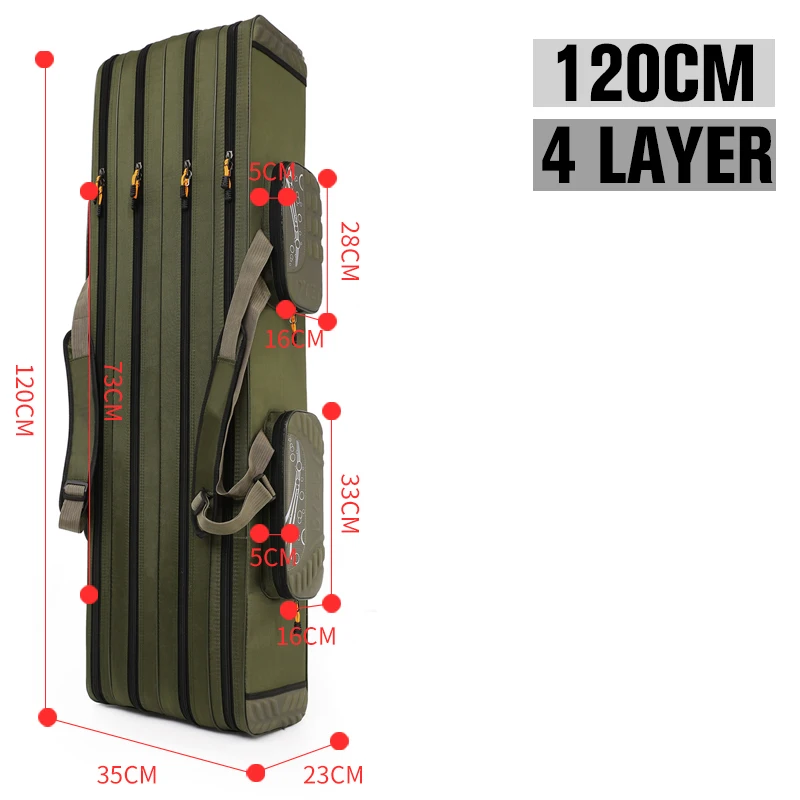 Сумка для рыбалки XA184G 2/3/4 слоя 120 см вместительная хранения рыболовных снастей