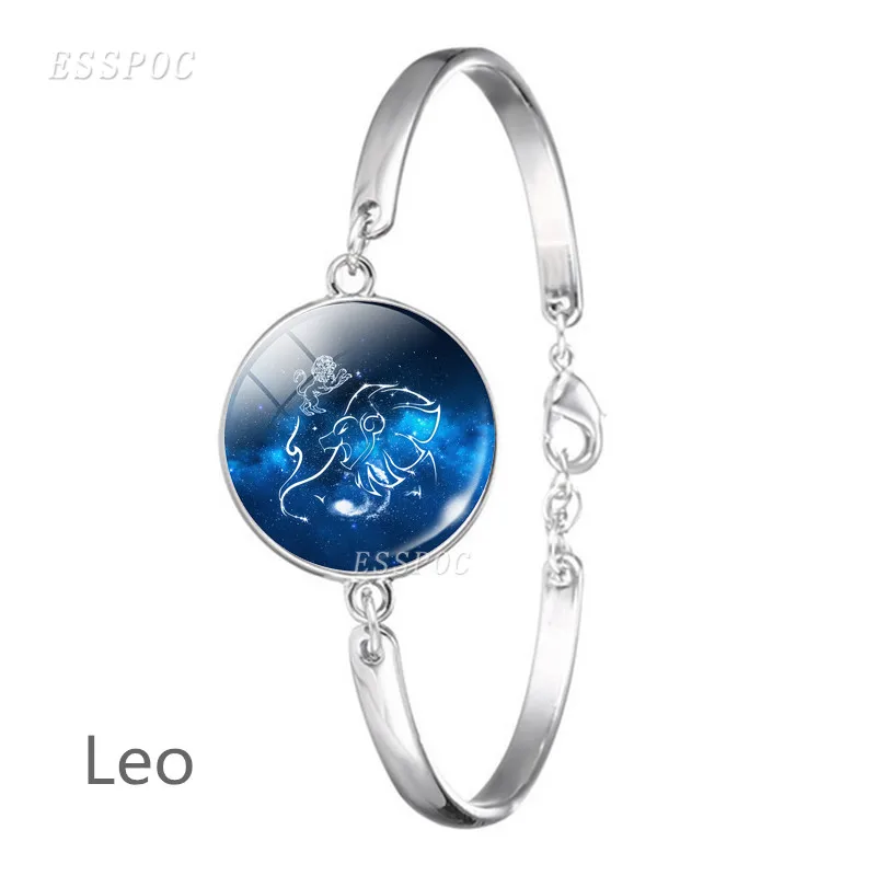 Leo 12 Знак зодиака браслет цепочка, стекло, кабошон цепи браслет рыбы Овен, Телец созвездие близнецов ювелирные изделия для женщин подарок на день рождения - Окраска металла: Leo