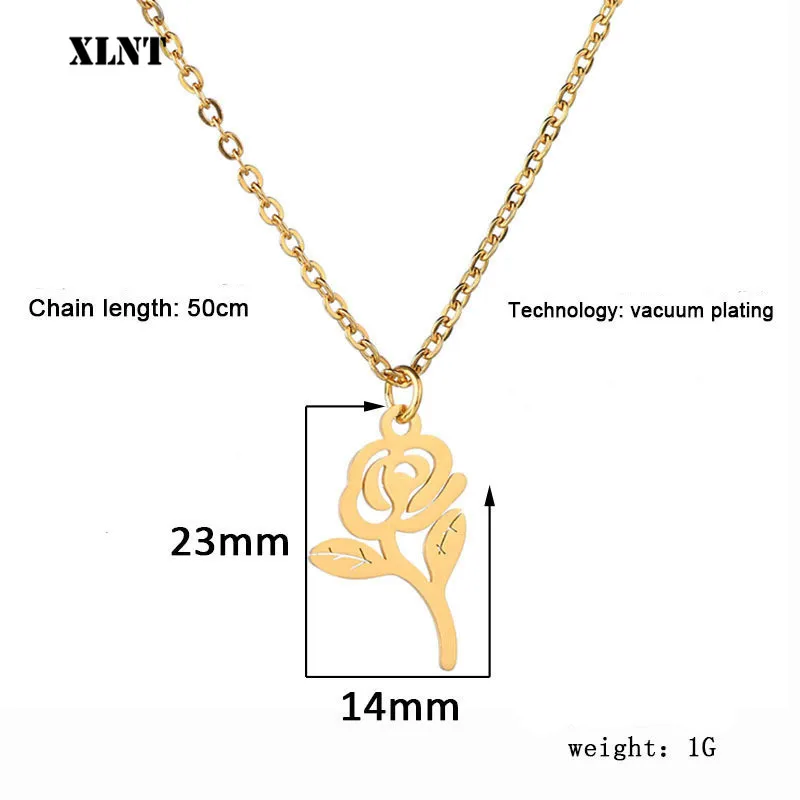 XLNT Rose Necklace Personalized Custom Charm Final Flower Beauty and the Beast Jewelry Women Girls Party Gift | Украшения и