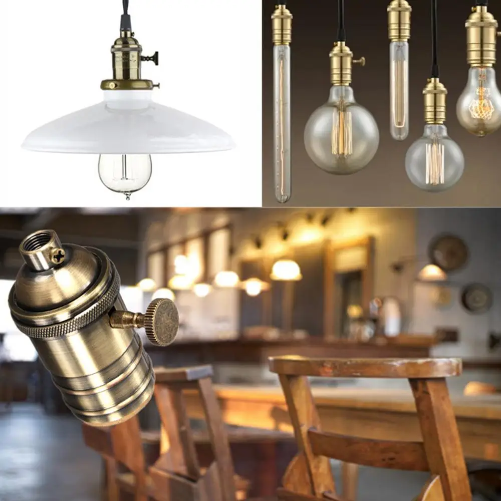 

Vintage Edison Lamp Socket E26/E27 Screw Bulb Base Aluminum Lamp Holder Industrial Retro Pendant Fittings Lampholders Fixture