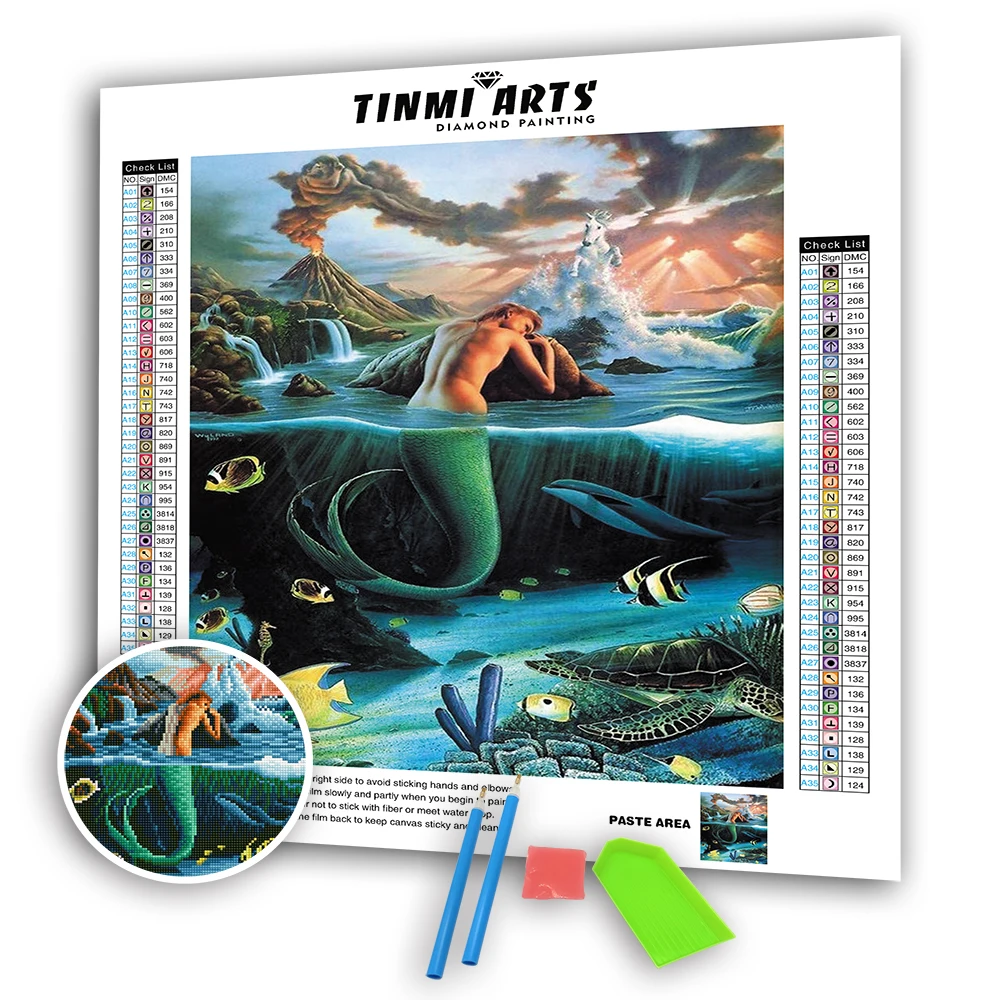 5D полноразмерная Алмазная картина сделай сам грустная Русалка животное Набор
