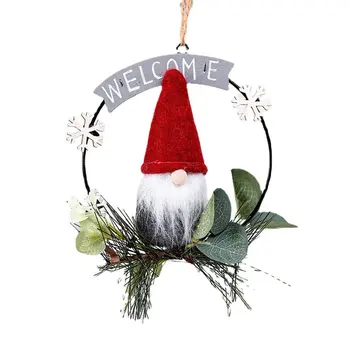 Gnome Doll Christmas Wreath Door Hanging Christmas Tree Pendant Elf Gnome Doll Home Decorations For New Year Presents Gifts