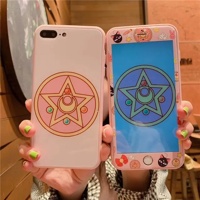 40 Для iPhone 6 6S 7 8 Plus XR X XS Max Sailor Moon Cardcaptor Sakura стеклянный жесткий чехол для телефона+ Защитная пленка для экрана из закаленного стекла - Цвет: 40