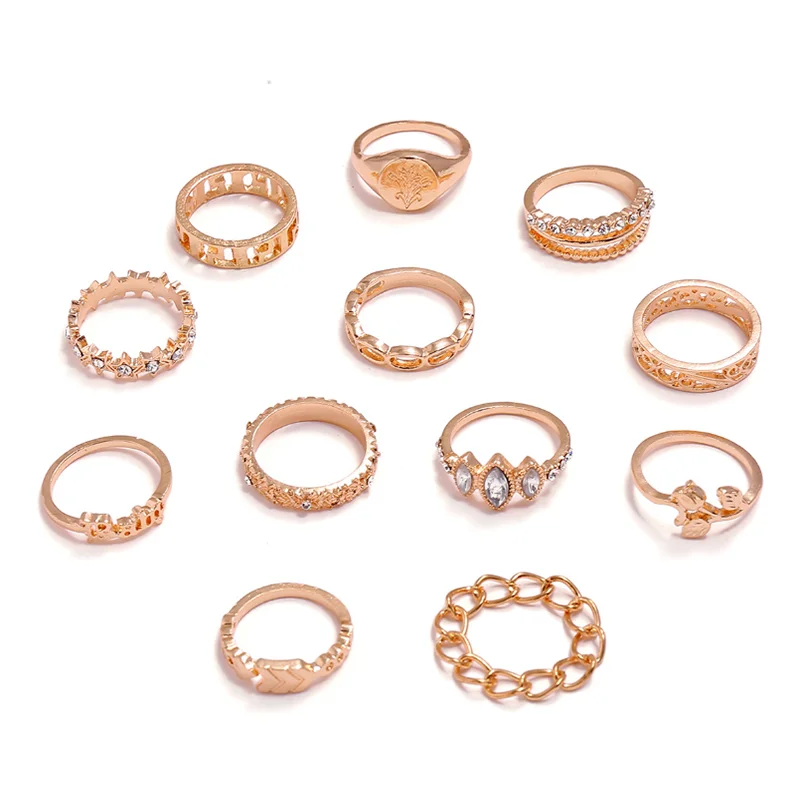 12 шт./компл. богемные женские кольца на палец в виде цветка тюльпана со стрелками