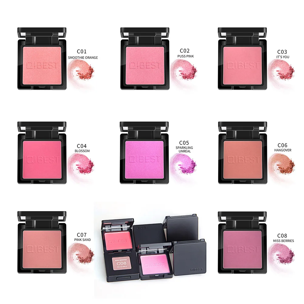 Румяна Qibest пудра палитра для макияжа щек матовые персиковые румяна стойкие