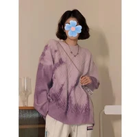 new womens sweaters are thick and warm inside round neck tops dreamy purple tie dye sweaters fashionable sweaters pullover