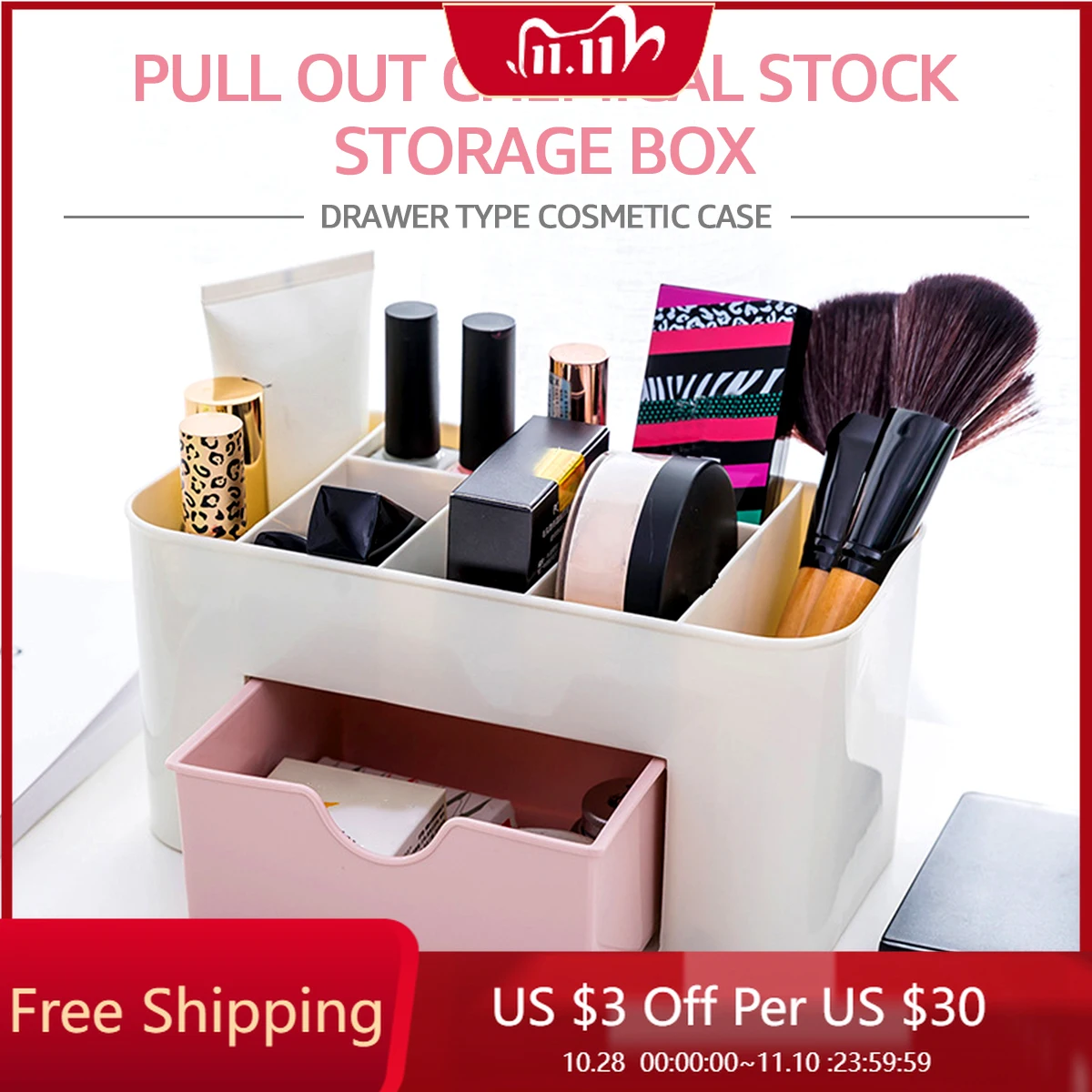 

Cosmetic Storage Box Plastic Makeup Organizer with Drawers for Jewelry Skin Care Nail Polish Brushes for Desk Dresser