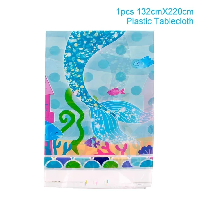 Tablecloth 132X220 Счастливый плакат "с днем рождения" русалка украшение гирлянды ребенок 1-й плакат "с днем рождения" Бантинг я один Декор Русалка Вечерние принадлежности - Цвет: Tablecloth 132X220