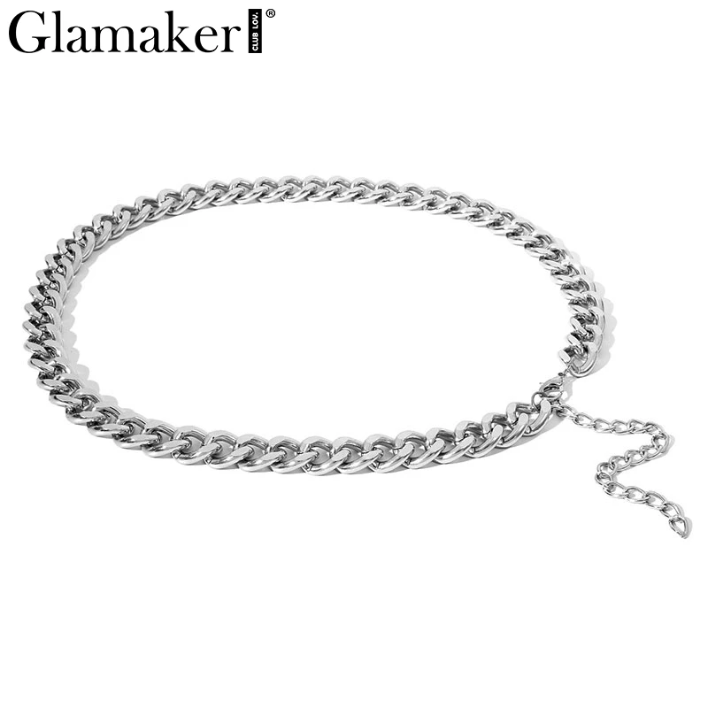 Glamaker золотая цепочка женский широкий пояс для женщин куртка пояс Женские аксессуары cummerbund Блестящий Пояс для платья корейская мода