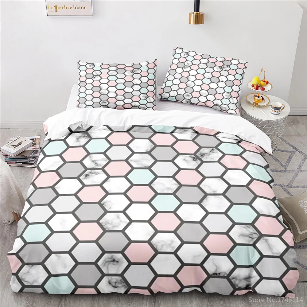 

Colorful Irregular Geometry Marbling Bedding Set Queen King Size Quilt Cover with Pillowcase Duvet Cover Set for Home Bedroom