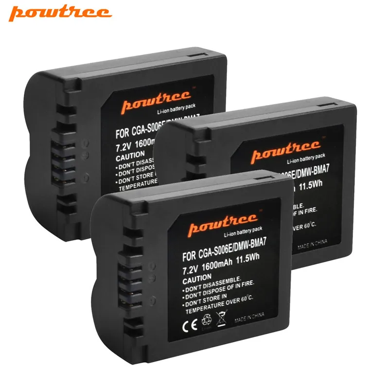 Powtree 1600 мА/ч, CGA-S006 CGA S006 Замена Батарея+ Зарядное устройство для цифрового фотоаппарата Panasonic Lumix DMC-FZ28 DMC-FZ7 DMC-FZ8, FZ50, FZ8K, FZ28K - Цвет: 3 Battery