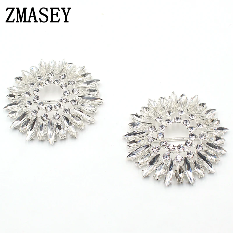 

Новинка, блестящая стеклянная ленточная Пряжка ZMASEY из сплава 57 мм, 2 шт., для творчества, для романтического свадебного ужина, стразы, ленточн...