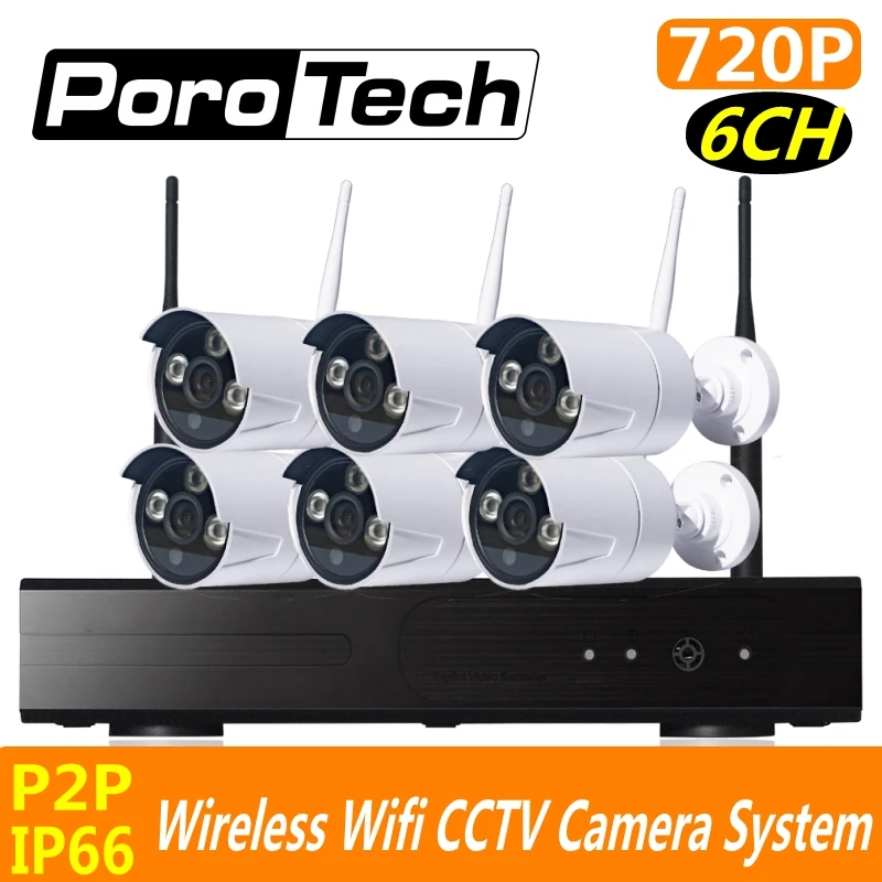 720P Беспроводная CCTV система 6ch Wifi NVR наборы ИК ночного видения IP камера охранная