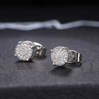 cubic zirconia bling iced out around earring gold copper earrings for men hip hop jewelry stud earrings for women sliver earring