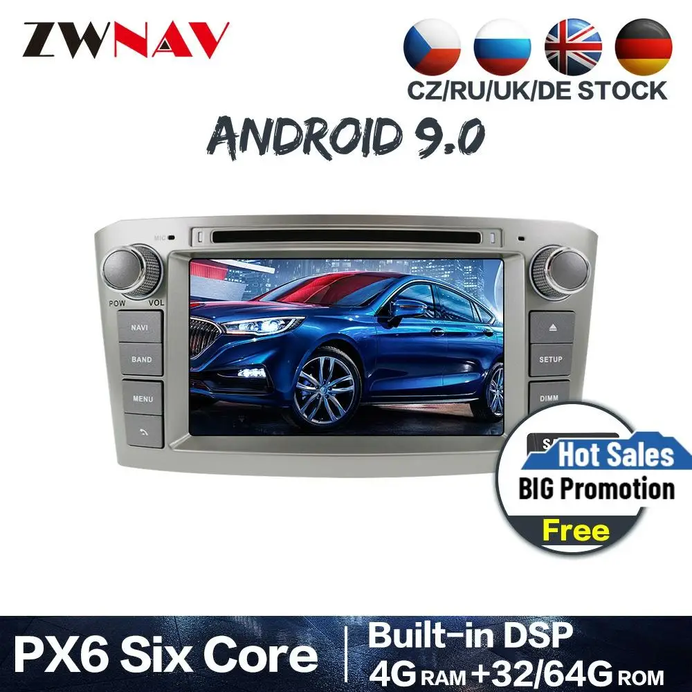 PX6 4 + 64 Android 9 0 автомобильный стерео DVD плеер GPS ГЛОНАСС навигация для Toyota Avensis T25 2003