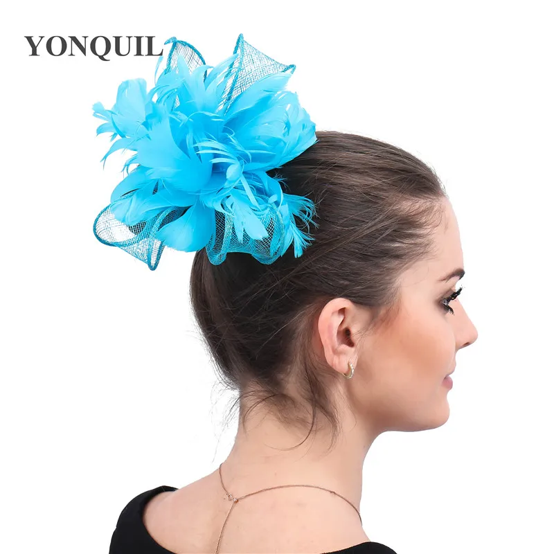 

Lady Elegant Bride Wedding Headwear Women Fascinator Hat Hair Clip Feather Flower Chic Fashion Hair Accessories Headband