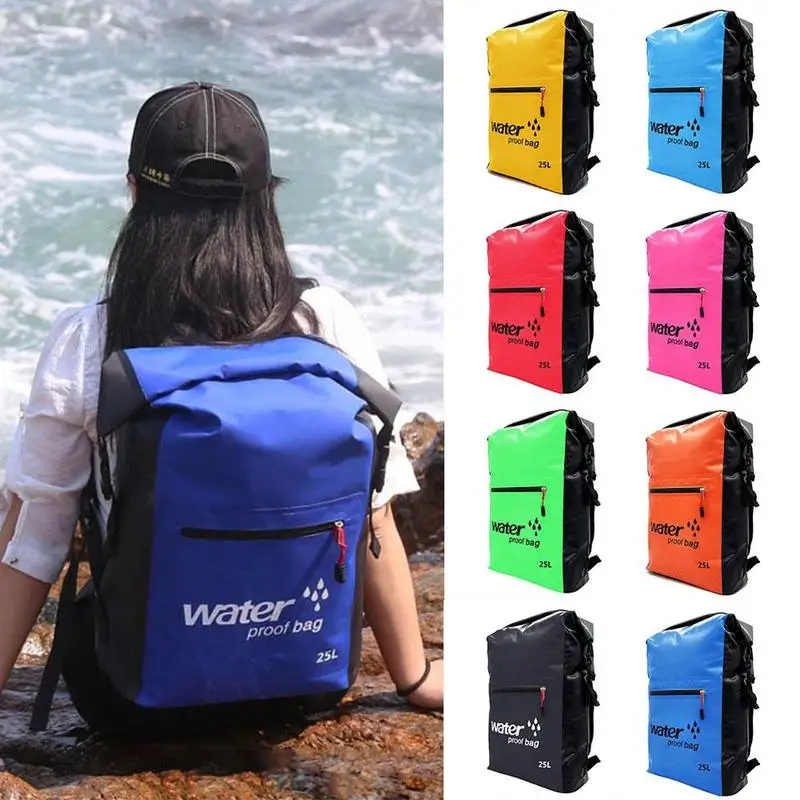 

25L Outdoor Waterproof Swimming Bag Backpack Bucket Dry Sack Storage Bag Rafting Canoeing Sports Kayaking River 530g