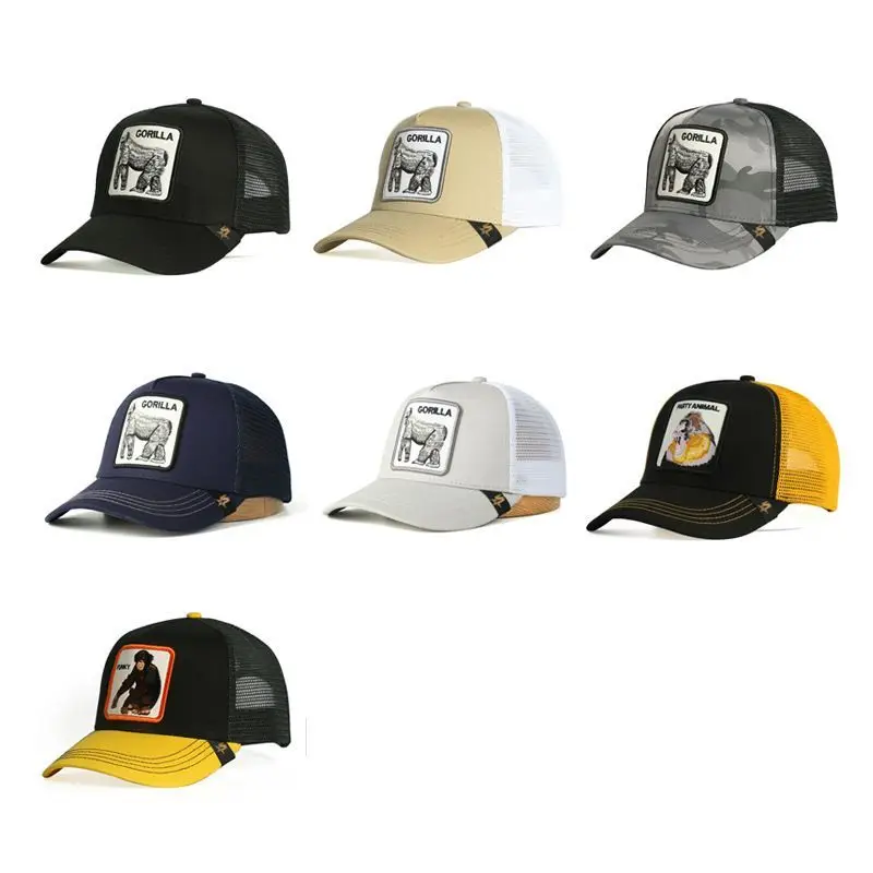 

Высококачественная Регулируемая сетчатая бейсболка Kpop с логотипом в виде животного, Кепка-тракер, потертая бейсболка