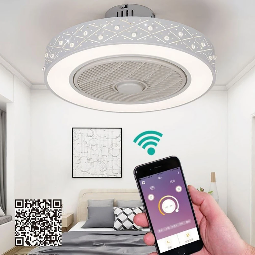 Günstig LED Decke Fan + Lampe Mit Fernbedienung Licht Suppot Handy App Bluetooth Verbinden Unsichtbare Fans Hause Beleuchtung Goodsleep